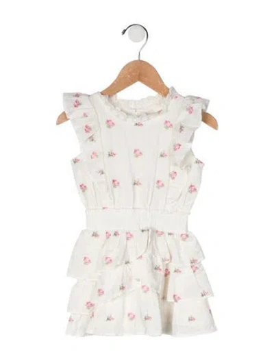 Pre-owned Loveshackfancy Babies' Cotton All Over Print Short Sleeve Dress In Neutral