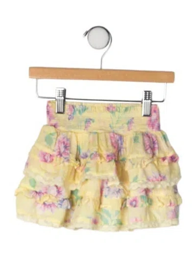 Pre-owned Loveshackfancy Babies' Cotton All Over Print Skirt In Yellow