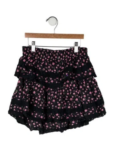Pre-owned Loveshackfancy Kids' Cotton All Over Print Skrit In Black