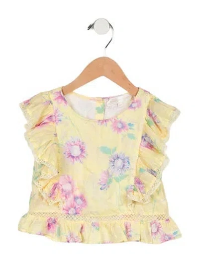 Pre-owned Loveshackfancy Babies' Cotton All Over Print Top In Yellow