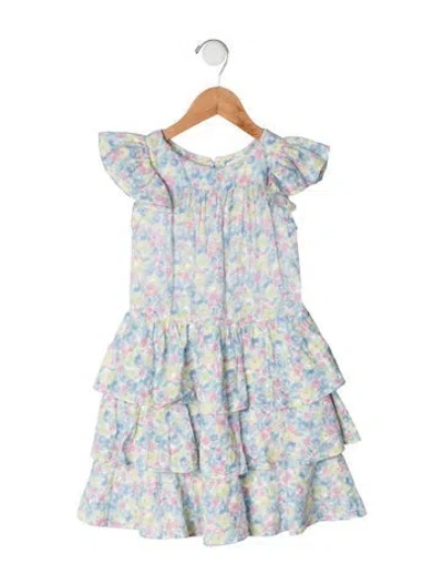 Pre-owned Loveshackfancy Babies' Cotton Floral Print Dress In Blue