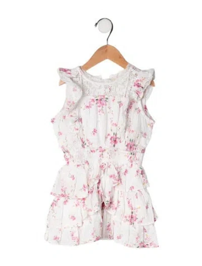 Pre-owned Loveshackfancy Babies' Cotton Floral Print Dress In Neutrals