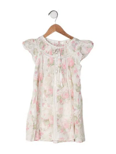 Pre-owned Loveshackfancy Babies' Cotton Floral Print Dress In Neutrals/pink