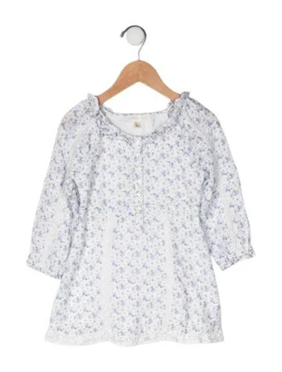 Pre-owned Loveshackfancy Babies' Cotton Floral Print Dress In White