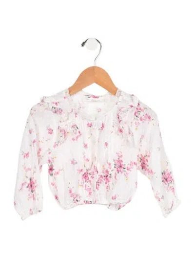 Pre-owned Loveshackfancy Kids' Cotton Floral Print Top In Neutrals