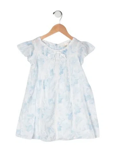 Pre-owned Loveshackfancy Babies' Cotton Lace Accent Short Sleeve Dress In Multi