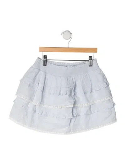 Pre-owned Loveshackfancy Kids' Cotton Lace Accent Skirt In Blue