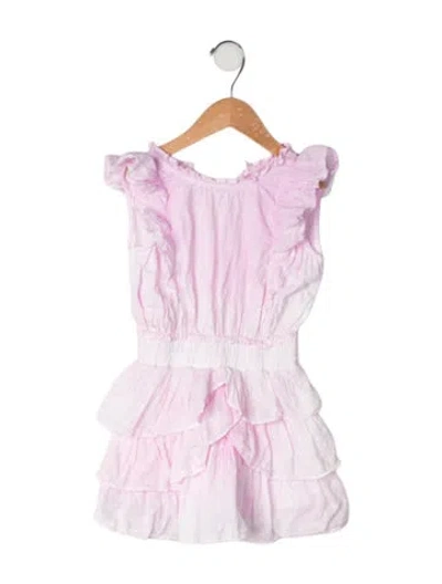Pre-owned Loveshackfancy Babies' Cotton Ruffle Accent Short Sleeve Dress In Pink