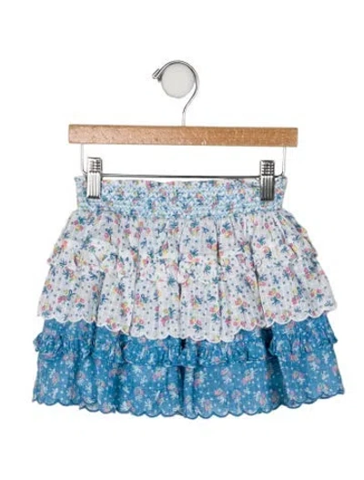 Pre-owned Loveshackfancy Babies' Cotton Ruffle Accent Skirt In Blue