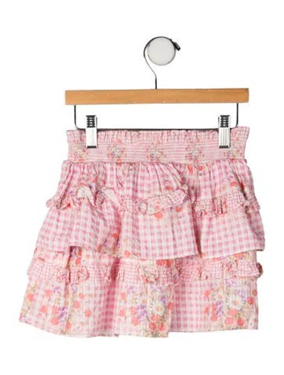 Pre-owned Loveshackfancy Kids' Cotton Ruffle Accent Skirt In Pink