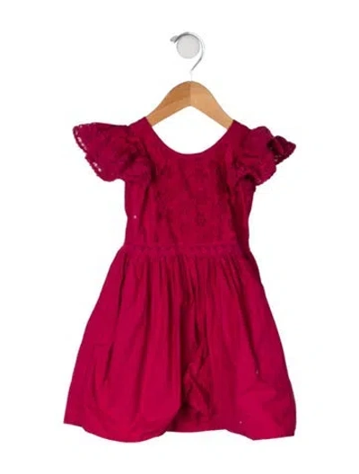 Pre-owned Loveshackfancy Babies' Cotton Short Sleeve Dress In Pink