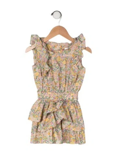 Pre-owned Loveshackfancy Babies' Cotton Sleeveless All Over Print Dress In Yellow