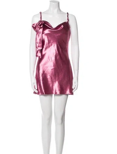 Pre-owned Loveshackfancy Cowl Neck Mini Dress In Pink