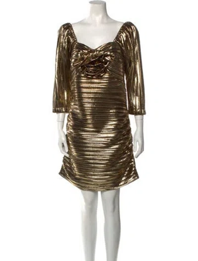 Pre-owned Loveshackfancy Cowl Neck Mini Dress W/ Tags In Gold