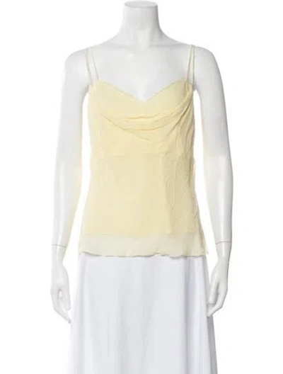 Pre-owned Loveshackfancy Cowl Neck Sleeveless Blouse In Yellow
