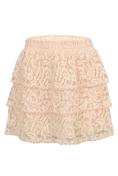 Loveshackfancy Cream Mini Skirt In Floral Lace In Neutral
