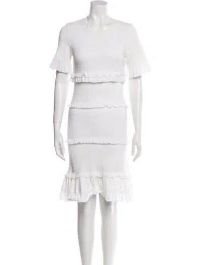 Pre-owned Loveshackfancy Crew Neck Knee-length Dress In White