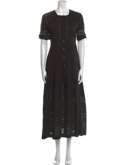 Pre-owned Loveshackfancy Crew Neck Long Dress In Black