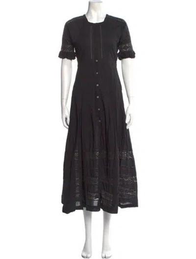 Pre-owned Loveshackfancy Crew Neck Long Dress In Black