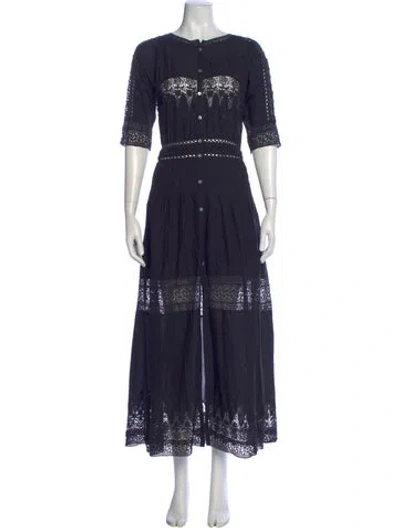 Pre-owned Loveshackfancy Crew Neck Long Dress In Blue