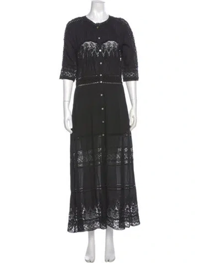 Pre-owned Loveshackfancy Crew Neck Long Dress In Gray