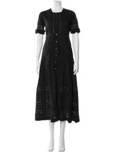 Pre-owned Loveshackfancy Crew Neck Long Dress In Gray