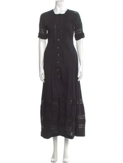 Pre-owned Loveshackfancy Crew Neck Long Dress In Gray