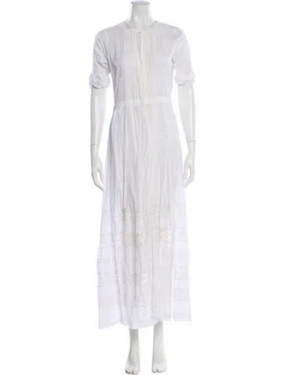 Pre-owned Loveshackfancy Crew Neck Long Dress In Neutral