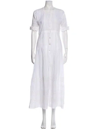 Pre-owned Loveshackfancy Crew Neck Long Dress In Neutral