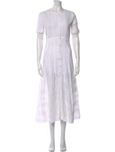 Pre-owned Loveshackfancy Crew Neck Long Dress In Neutral