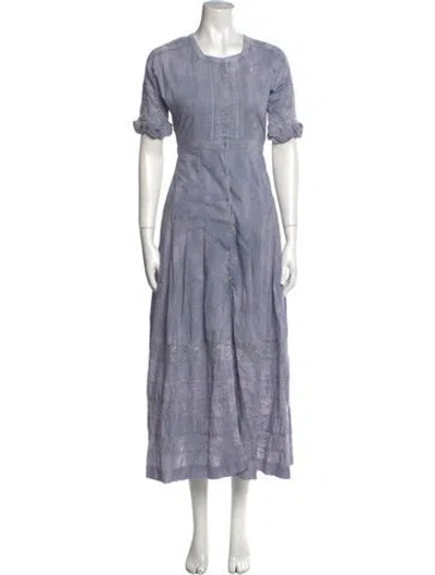 Pre-owned Loveshackfancy Crew Neck Long Dress In Purple