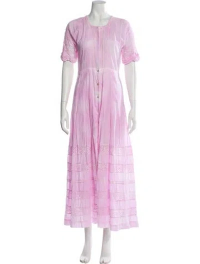 Pre-owned Loveshackfancy Crew Neck Long Dress In Purple