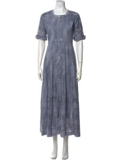 Pre-owned Loveshackfancy Crew Neck Long Dress W/ Tags In Blue