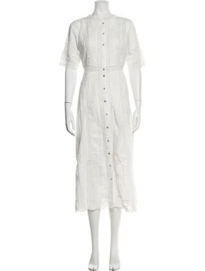 Pre-owned Loveshackfancy Crew Neck Long Dress W/ Tags In White