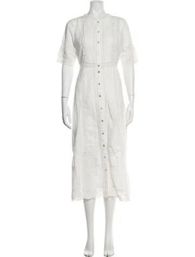 Pre-owned Loveshackfancy Crew Neck Long Dress W/ Tags In White