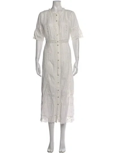 Pre-owned Loveshackfancy Crew Neck Long Dress W/ Tags In White