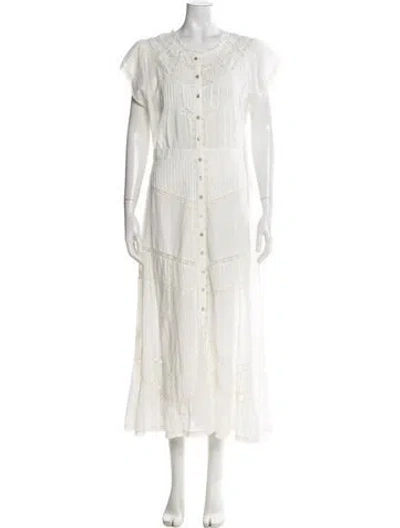 Pre-owned Loveshackfancy Crew Neck Long Dress W/ Tags In White