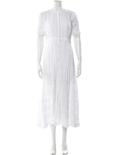 Pre-owned Loveshackfancy Crew Neck Long Dress In White