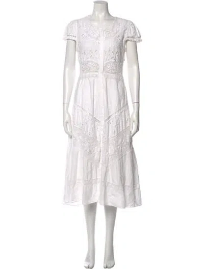 Pre-owned Loveshackfancy Crew Neck Long Dress In White