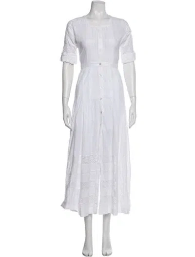 Pre-owned Loveshackfancy Crew Neck Long Dress In White