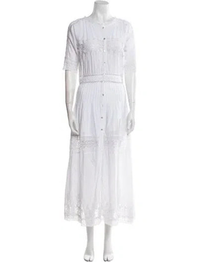 Pre-owned Loveshackfancy Crew Neck Long Dress In White