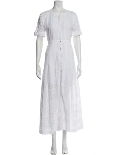 Pre-owned Loveshackfancy Crew Neck Long Dress In White