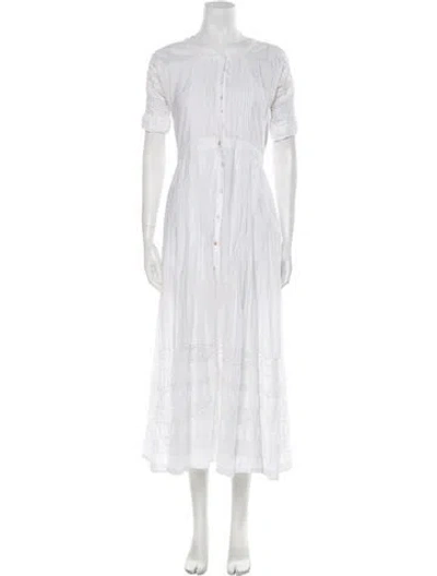 Pre-owned Loveshackfancy Crew Neck Long Dress In White