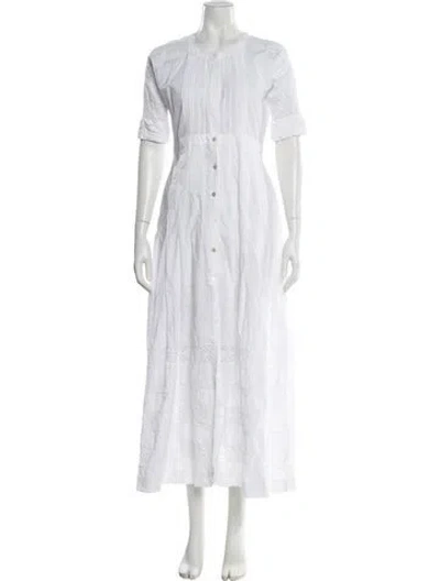 Pre-owned Loveshackfancy Crew Neck Long Dress In White