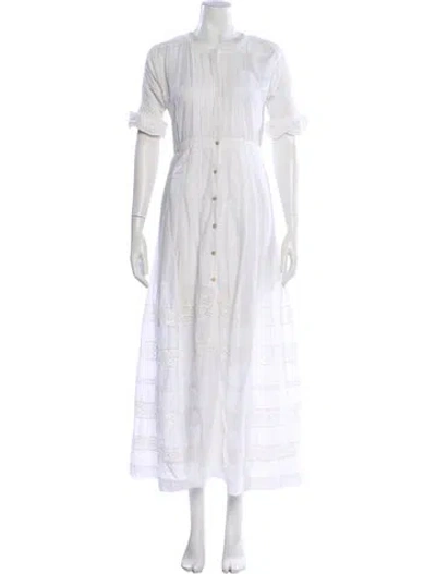 Pre-owned Loveshackfancy Crew Neck Long Dress In White