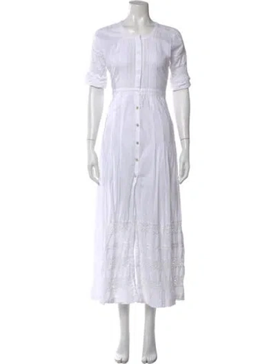Pre-owned Loveshackfancy Crew Neck Long Dress In White