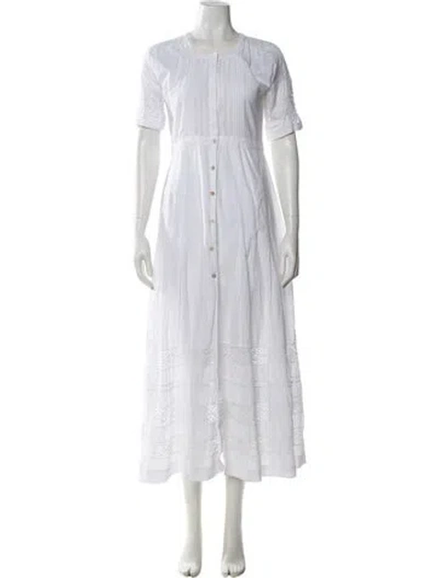 Pre-owned Loveshackfancy Crew Neck Long Dress In White
