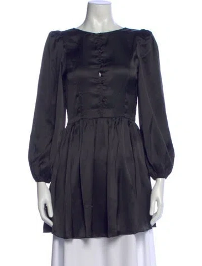Pre-owned Loveshackfancy Crew Neck Long Sleeve Blouse In Blue