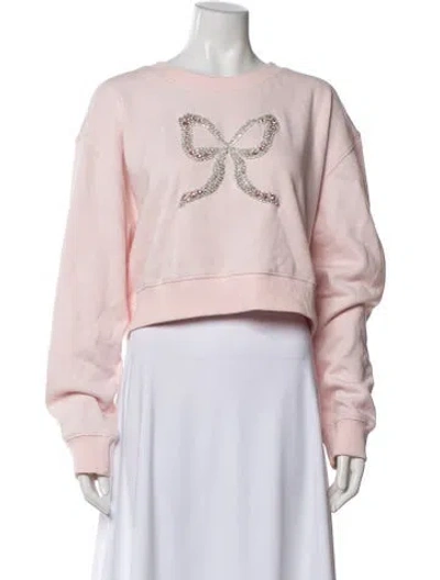 Pre-owned Loveshackfancy Crew Neck Long Sleeve Crop Top In Neutral