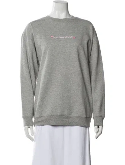 Pre-owned Loveshackfancy Crew Neck Long Sleeve Sweatshirt In Grey